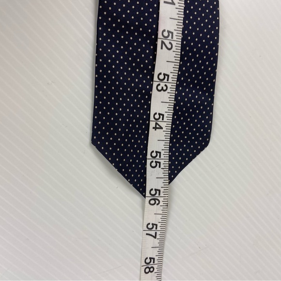 Reaux Artes Group Navy Gold Polka Dot Silk Tie Classic Width - Picture 6 of 6